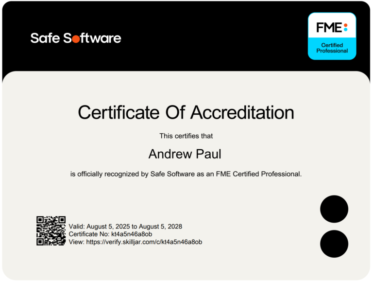Andrew Paul is awarded FME Professional Certification